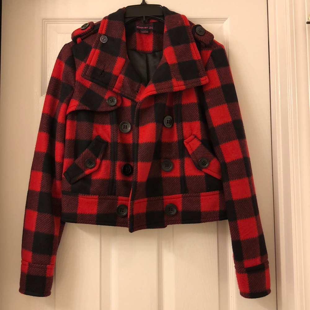Forever 21 Cropped Plaid Jacket
